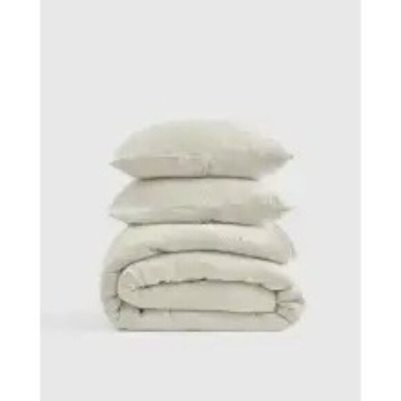 Quince 100% Organic Airy Cotton Gauze Duvet Cover Set 3PC Ivory Size King -NEW- - Picture 6 of 7